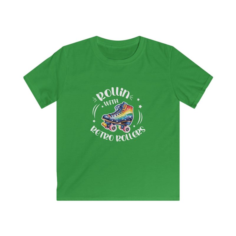 KIDS - Rollin with Retro Rollers (Rainbow) VARIOUS COLOURS Softstyle Tee - Image 3