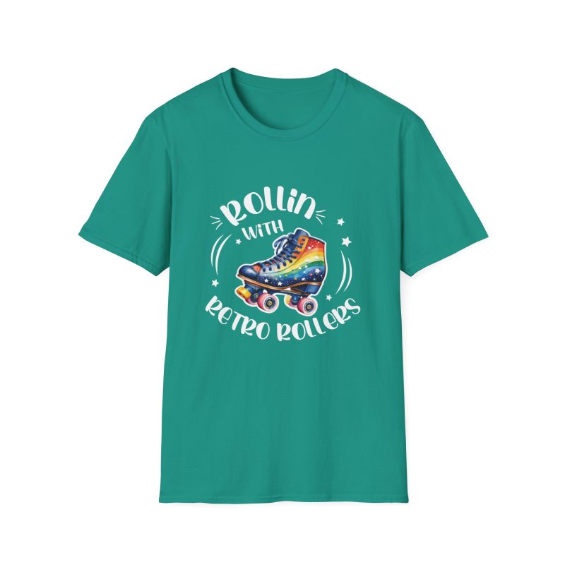 ADULTS Rollin with Retro Rollers (Rainbow): Unisex Softstyle T-Shirt - Image 8