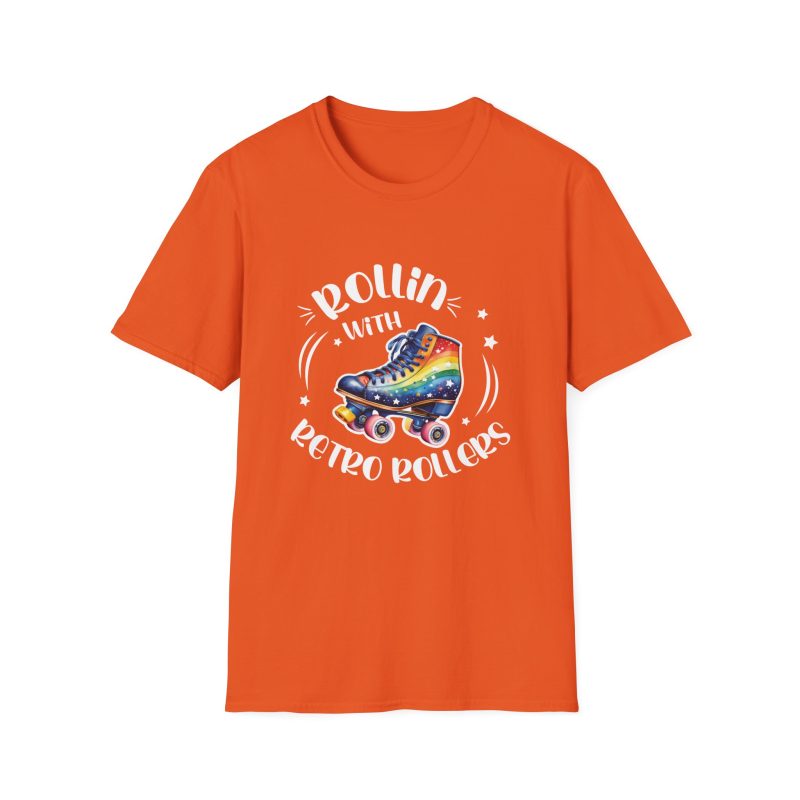 ADULTS Rollin with Retro Rollers (Rainbow): Unisex Softstyle T-Shirt - Image 4