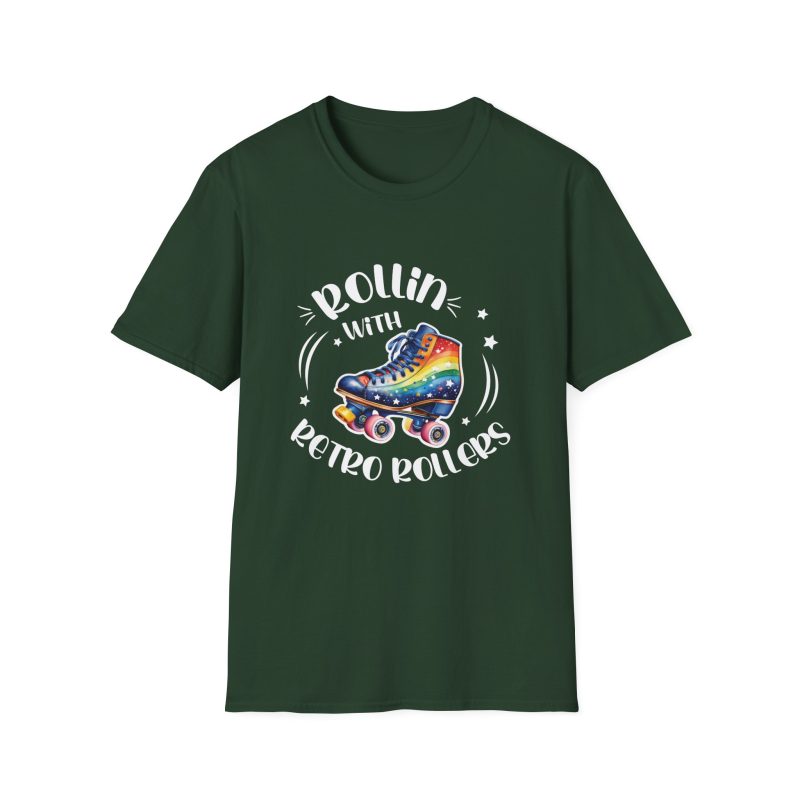 ADULTS Rollin with Retro Rollers (Rainbow): Unisex Softstyle T-Shirt - Image 7