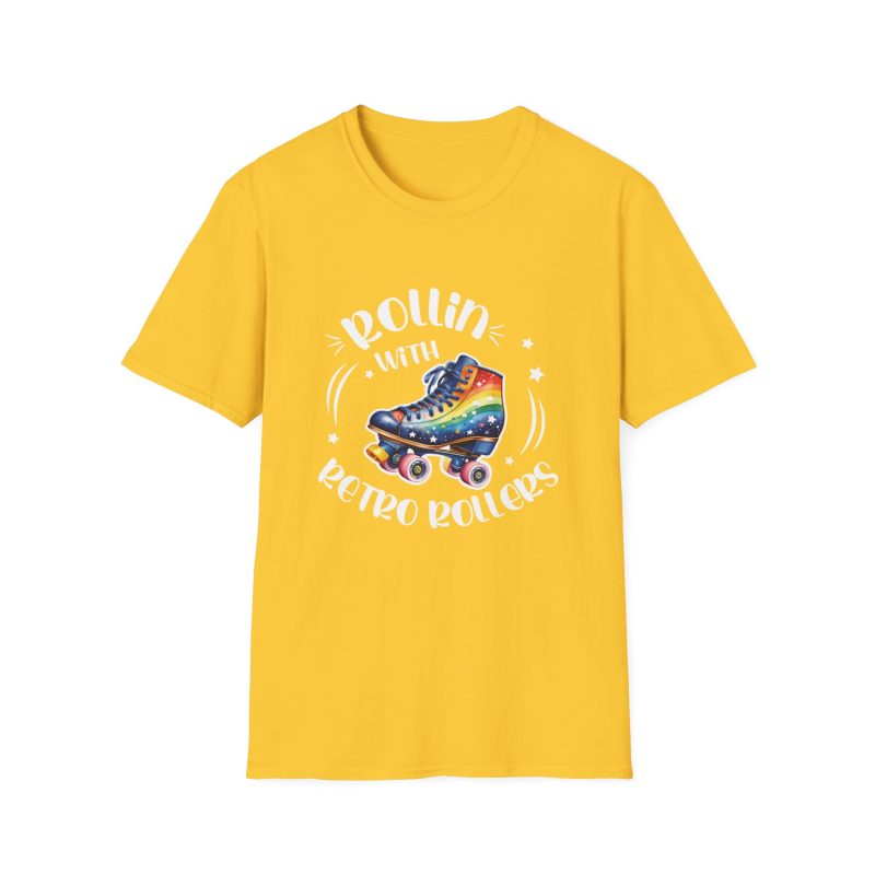 ADULTS Rollin with Retro Rollers (Rainbow): Unisex Softstyle T-Shirt - Image 5