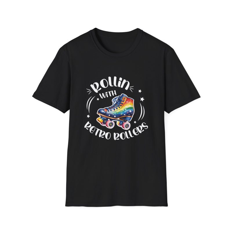 ADULTS Rollin with Retro Rollers (Rainbow): Unisex Softstyle T-Shirt
