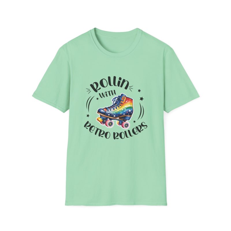 ADULTS Rollin with Retro Rollers (Rainbow): Unisex Softstyle T-Shirt - Image 6