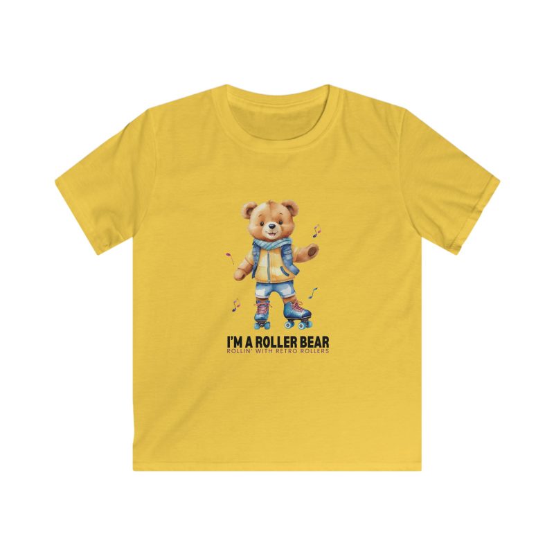 KIDS - Retro Roller Bears (Design A) VARIOUS COLOURS Softstyle Tee - Image 2