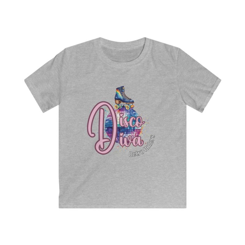 Disco Diva Retro Rollers KIDS Softstyle T-Shirt - Image 5