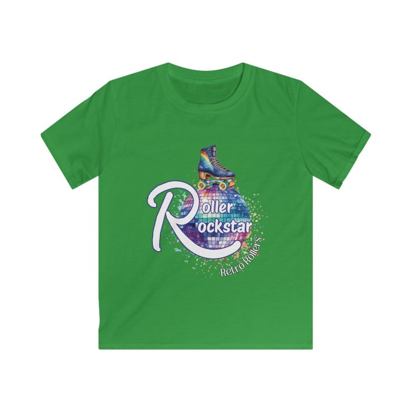 Roller Rockstar Retro Rollers KIDS Softstyle T-Shirt - Image 3