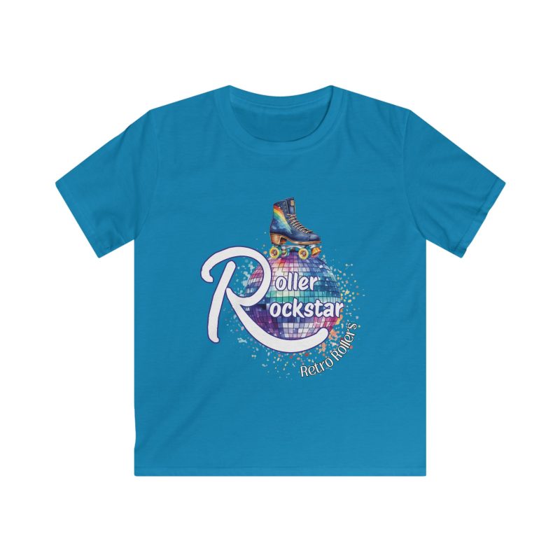 Roller Rockstar Retro Rollers KIDS Softstyle T-Shirt - Image 4