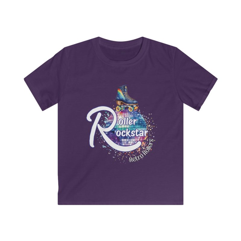 Roller Rockstar Retro Rollers KIDS Softstyle T-Shirt - Image 7