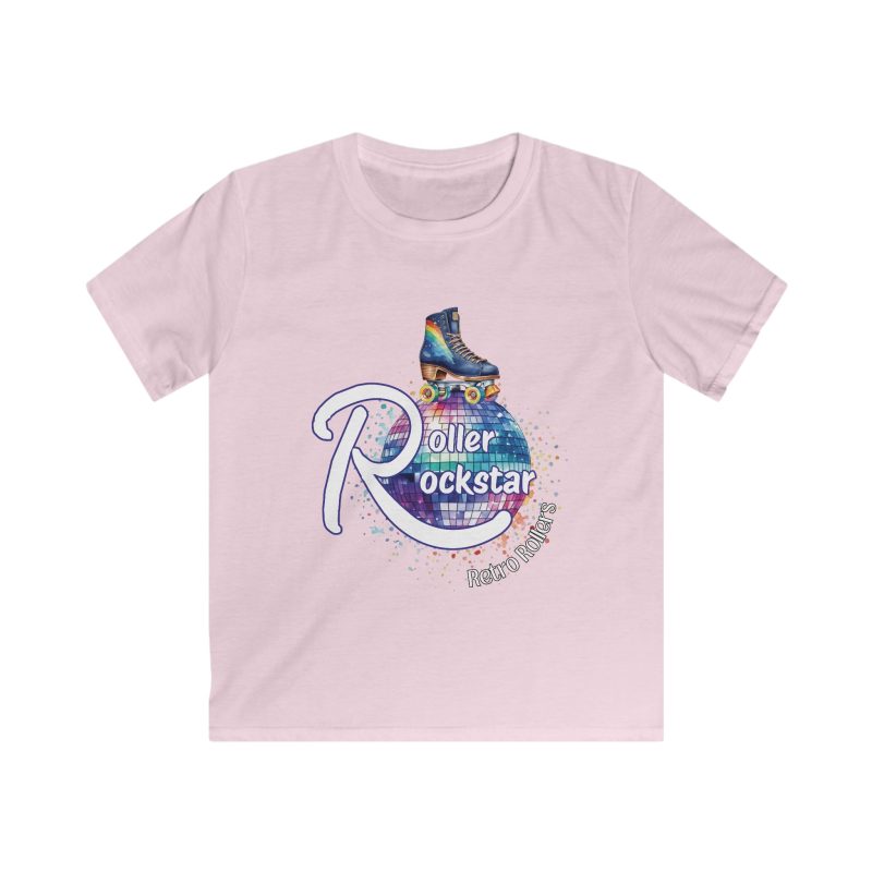 Roller Rockstar Retro Rollers KIDS Softstyle T-Shirt - Image 9