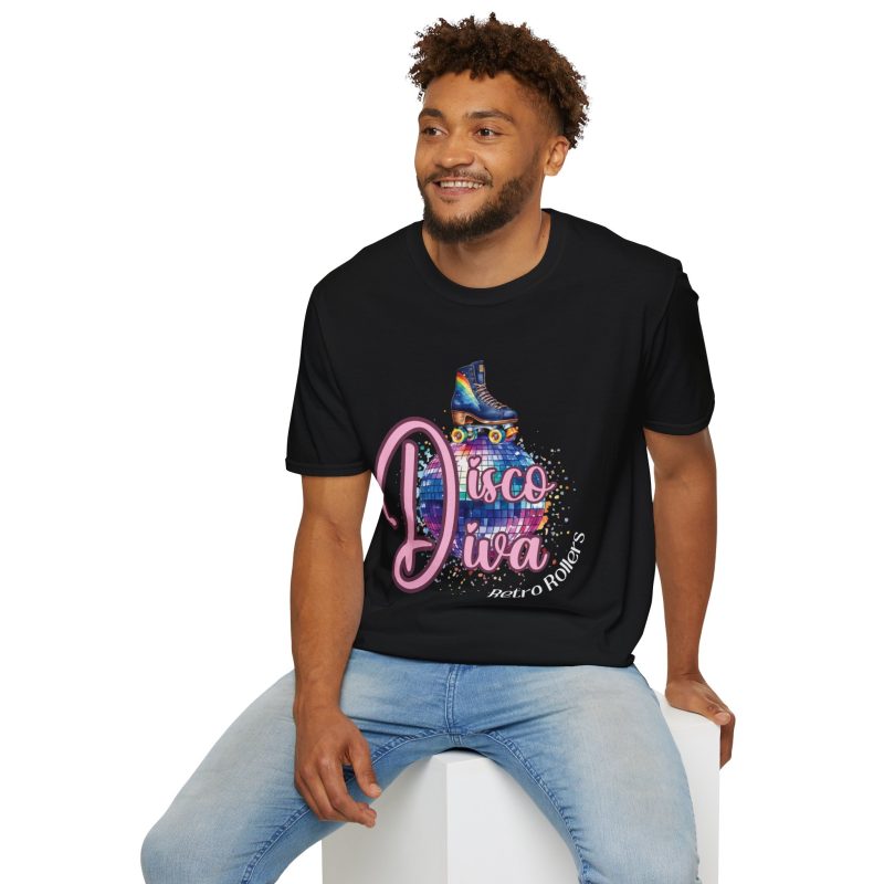 Disco Diva Retro Rollers ADULTS Unisex Softstyle T-Shirt - Image 2