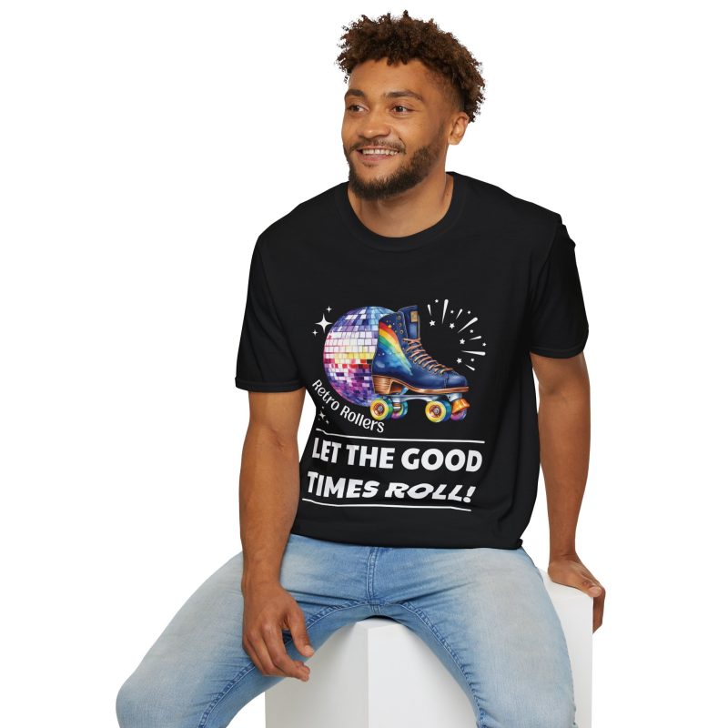 Retro Rollers: Let The Good Times Roll ADULTS Unisex Softstyle T-Shirt - Image 2