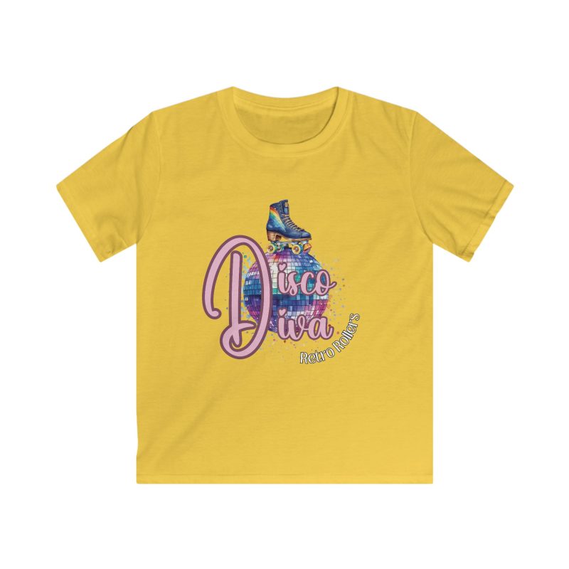 Disco Diva Retro Rollers KIDS Softstyle T-Shirt - Image 2