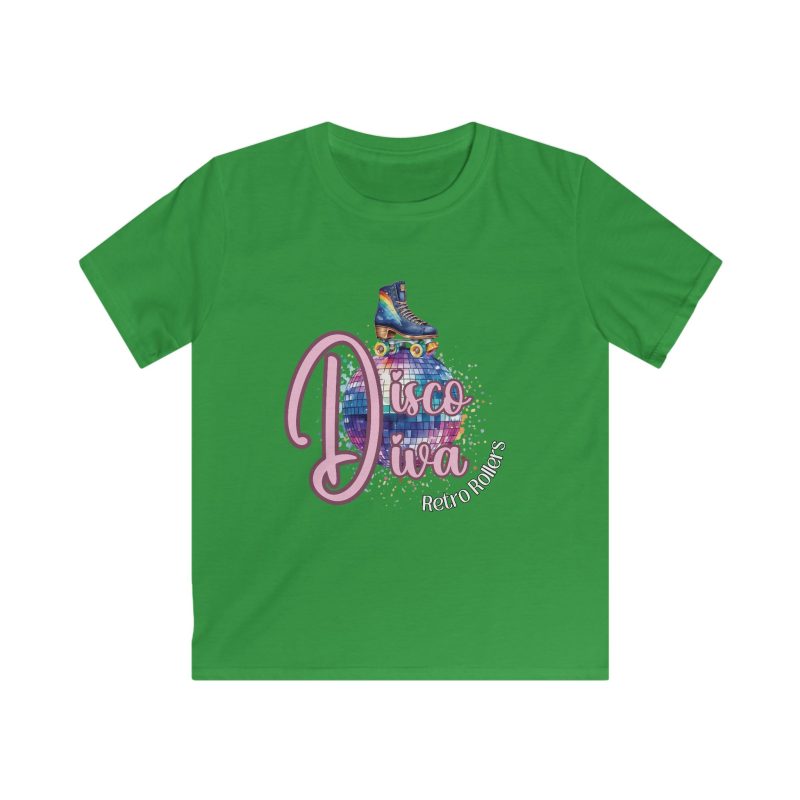 Disco Diva Retro Rollers KIDS Softstyle T-Shirt - Image 3