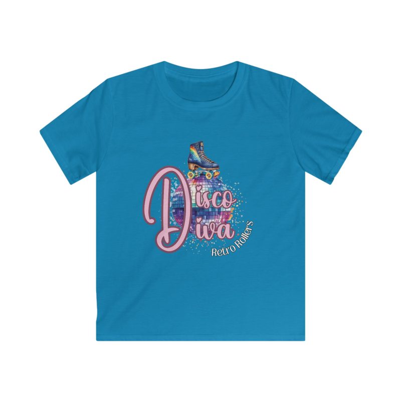 Disco Diva Retro Rollers KIDS Softstyle T-Shirt - Image 4