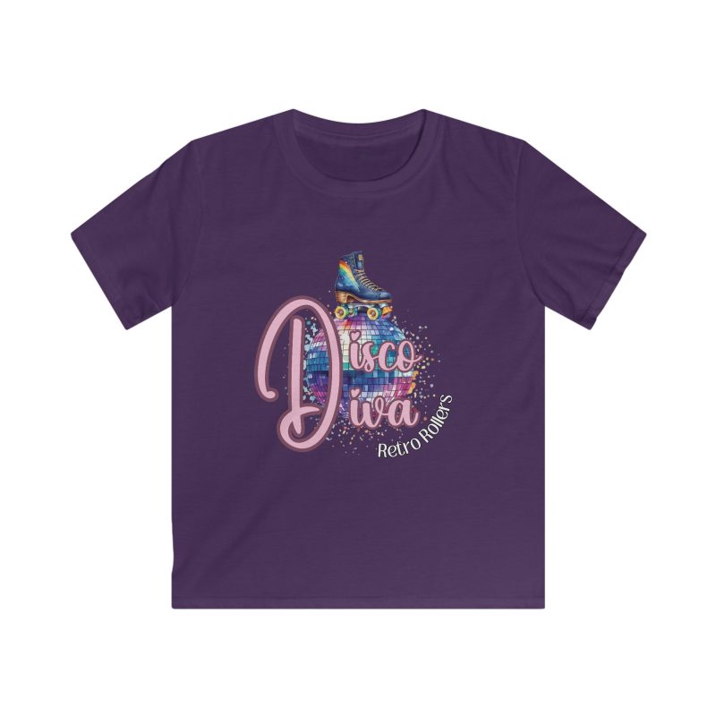 Disco Diva Retro Rollers KIDS Softstyle T-Shirt - Image 7