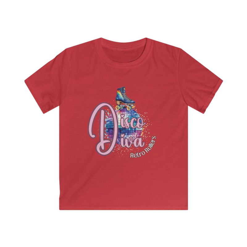 Disco Diva Retro Rollers KIDS Softstyle T-Shirt - Image 8