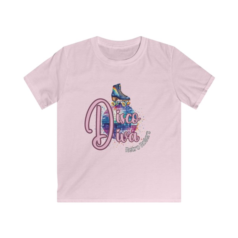 Disco Diva Retro Rollers KIDS Softstyle T-Shirt - Image 9