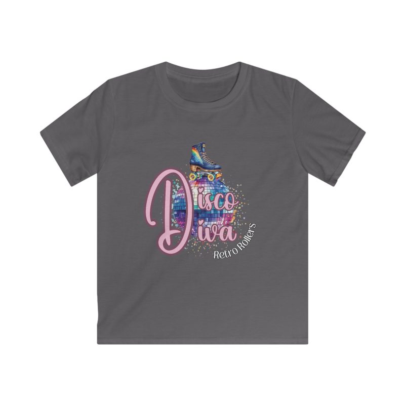 Disco Diva Retro Rollers KIDS Softstyle T-Shirt - Image 10