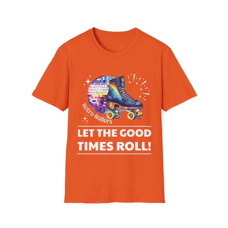 Retro Rollers: Let The Good Times Roll ADULTS Unisex Softstyle T-Shirt - Image 5