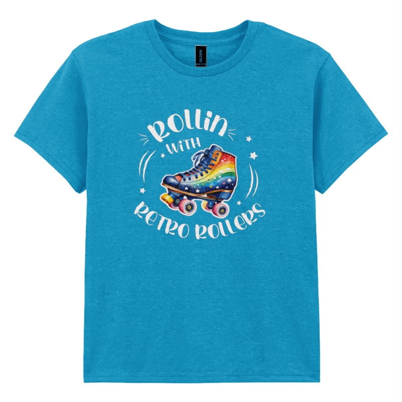 KIDS: Rollin' With Retro Rollers (Rainbow) Gildan Kids SoftStyle® Ringspun T-Shirt