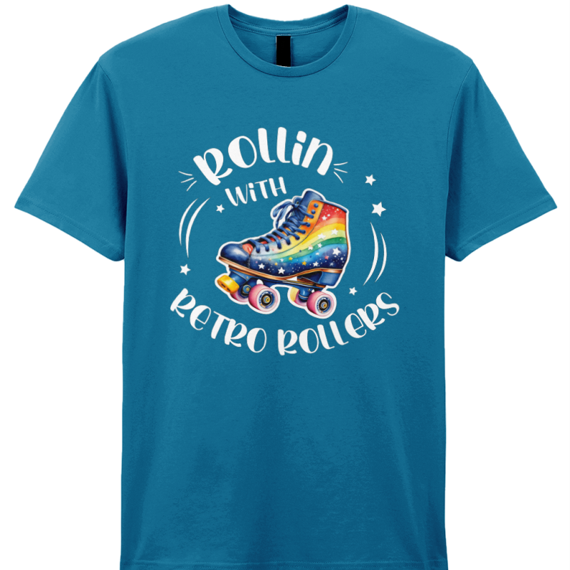 ADULTS: Rollin' With Retro Rollers (Rainbow) Gildan SoftStyle® Ringspun T-Shirt