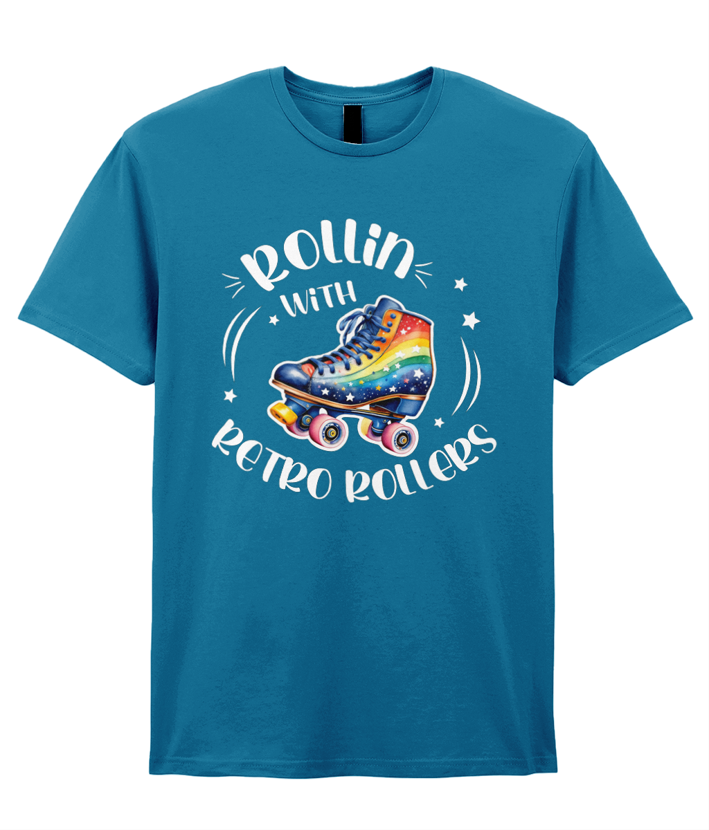 ADULTS: Rollin' With Retro Rollers (Rainbow) Gildan SoftStyle® Ringspun T-Shirt
