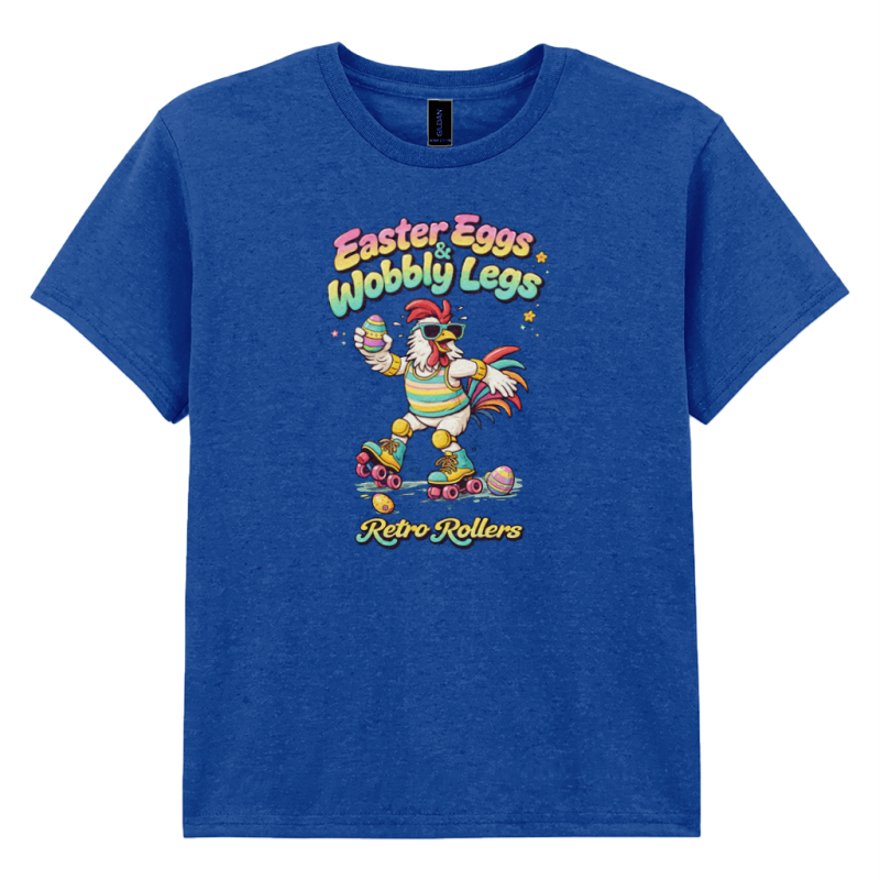 KIDS: Easter Eggs & Wobbly Legs - Gildan Kids SoftStyle Ringspun T-Shirt