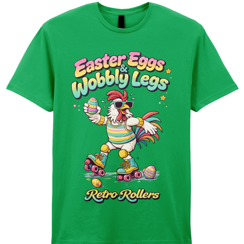 ADULTS: Easter Eggs & Wobbly Legs - Gildan SoftStyle® Ringspun T-Shirt