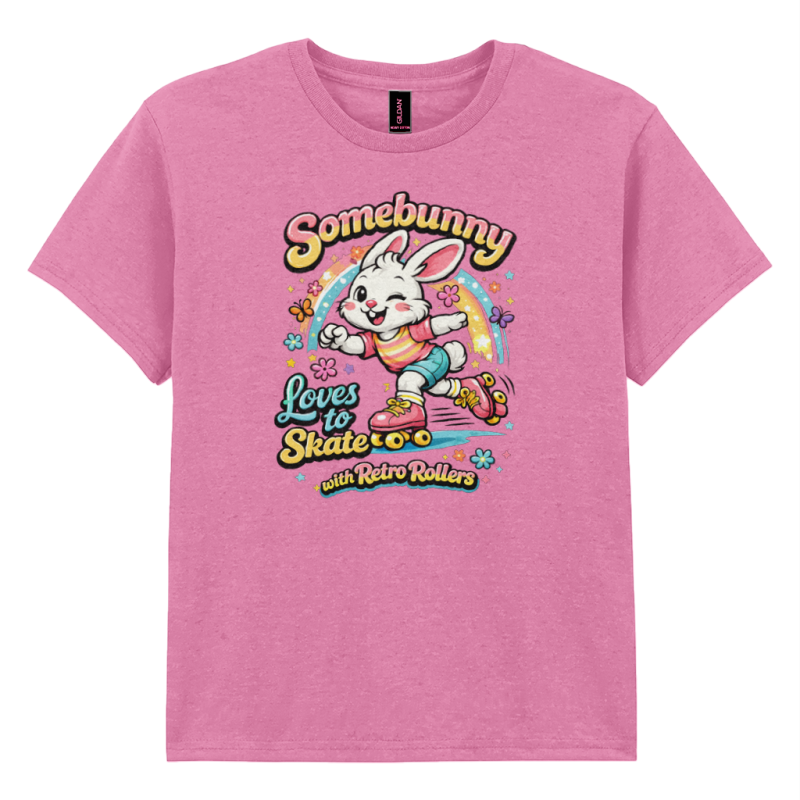 KIDS: Somebunny Loves Skating - Gildan Kids SoftStyle Ringspun T-Shirt