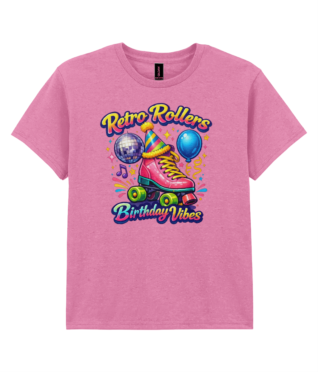 KIDS: Birthday Vibes Party Hat Pink - Gildan Kids SoftStyle Ringspun T-Shirt