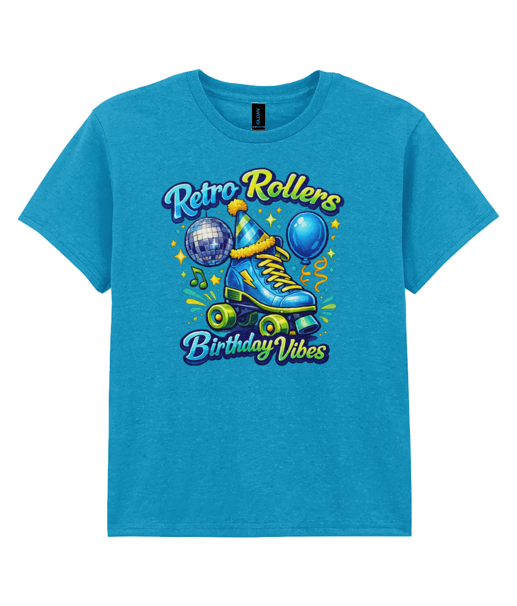 KIDS: Birthday Vibes Party Hat Blue - Gildan Kids SoftStyle Ringspun T-Shirt