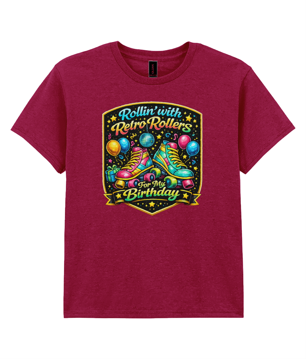 KIDS: Rollin For My Birthday Shield - Gildan Kids SoftStyle Ringspun T-Shirt