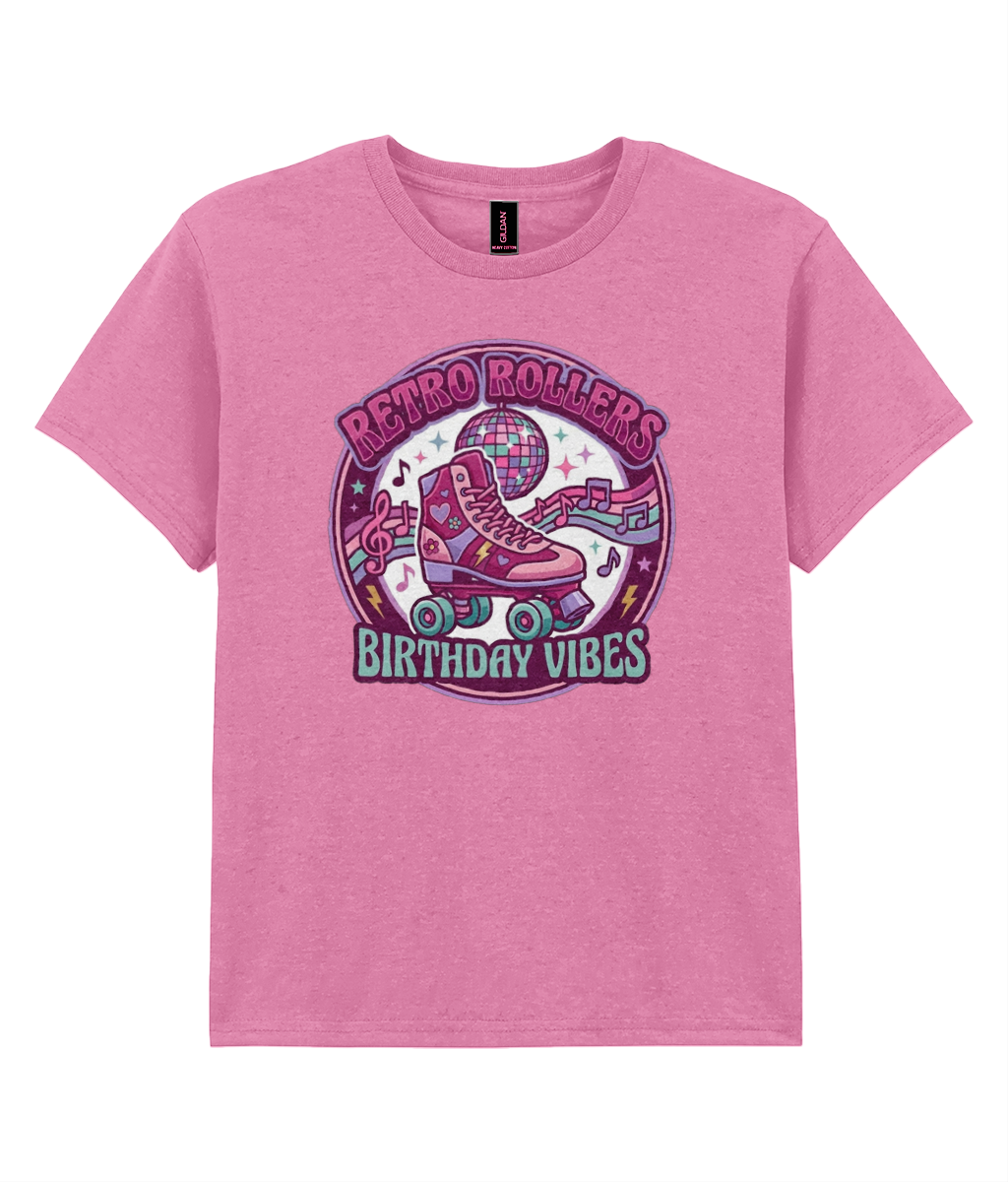 KIDS: Birthday Vibes Badge Pink - Gildan Kids SoftStyle Ringspun T-Shirt